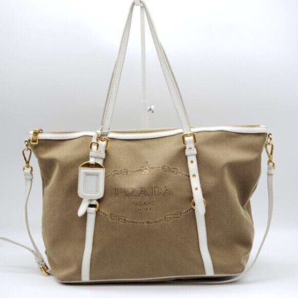 Prada Jacquard Logo Shoulder Bag 480-082725 - Picture 1 of 16